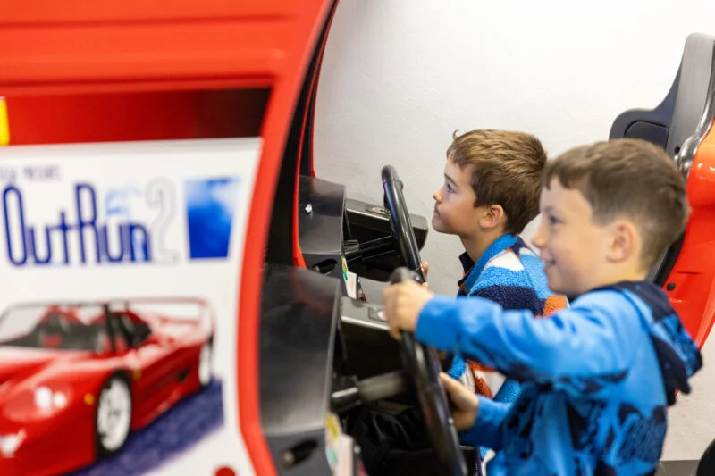Kids having fun playing in the indoor games room