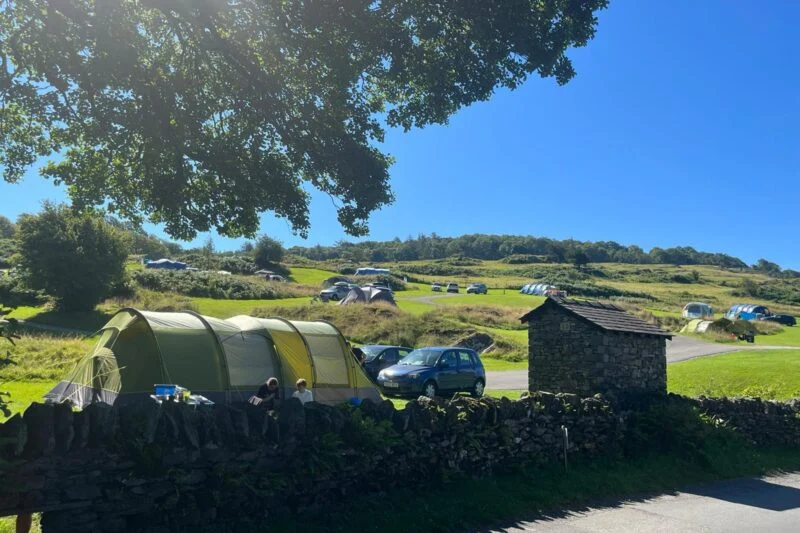Tent overlooking scenery at Park Cliffe