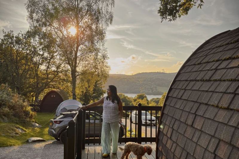 sunset lake district camping pod