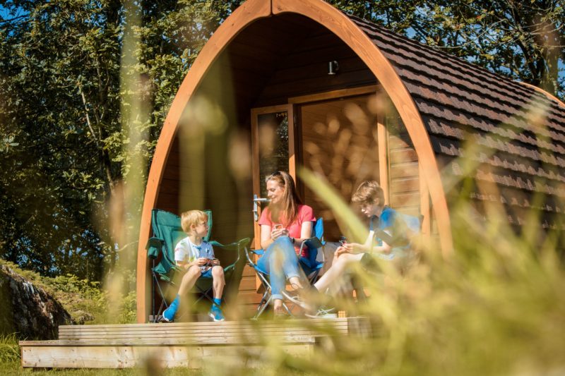 camping pods family external Park Cliffe Lake District