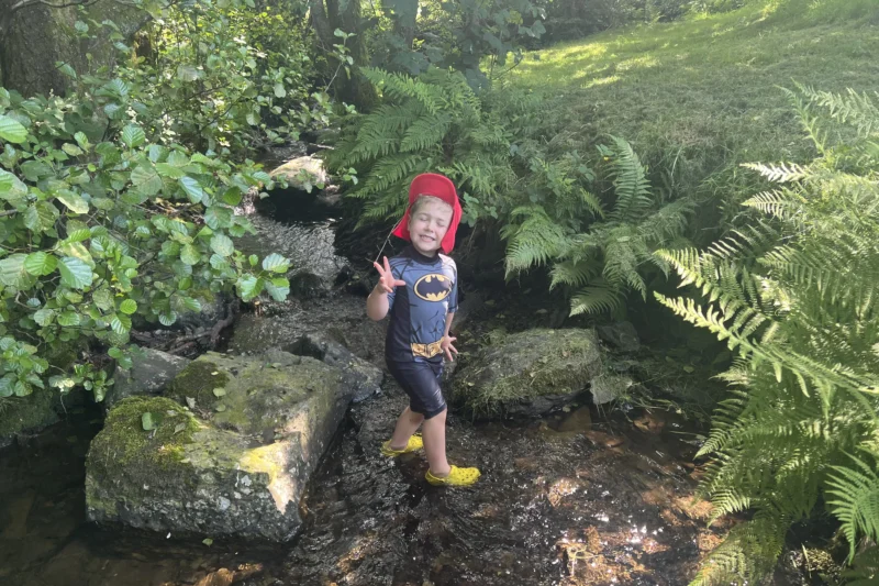 paddling in park cliffe stream