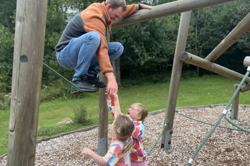 playing on climbing frame