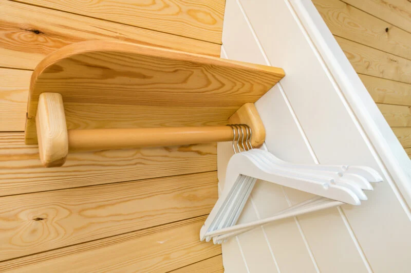 deluxe camping pod clothing rail