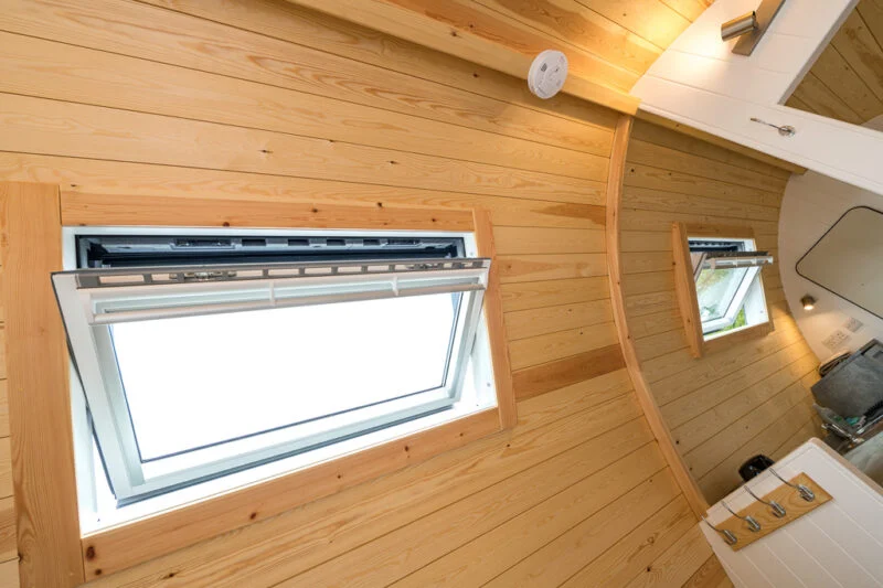 deluxe camping pod skylight