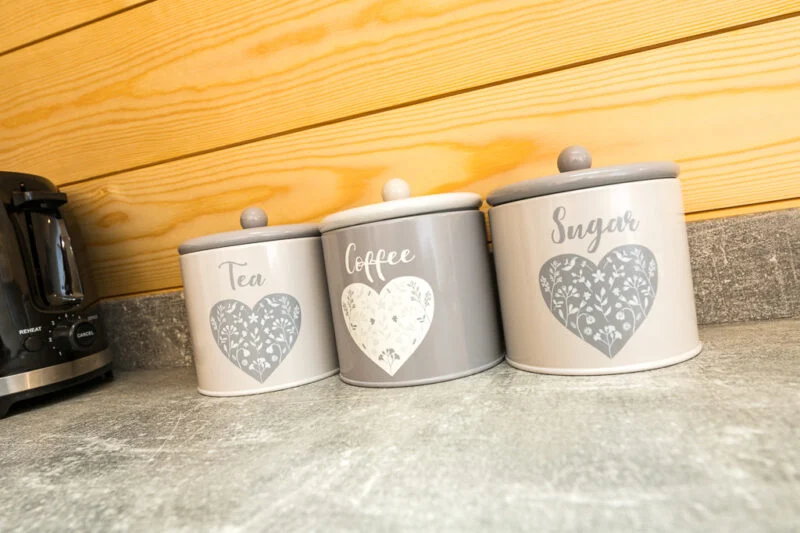 deluxe camping pod tea coffee sugar