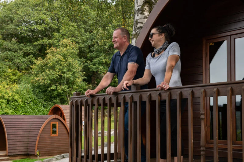 couple glamping verandah in Windermere