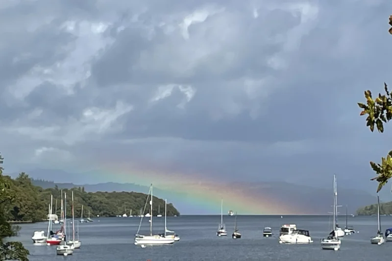 rainbow over lake district