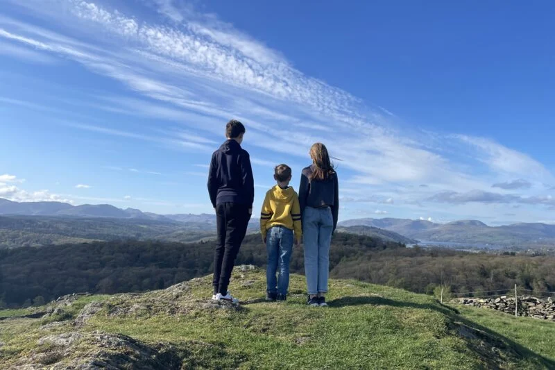 children walking in the lake district