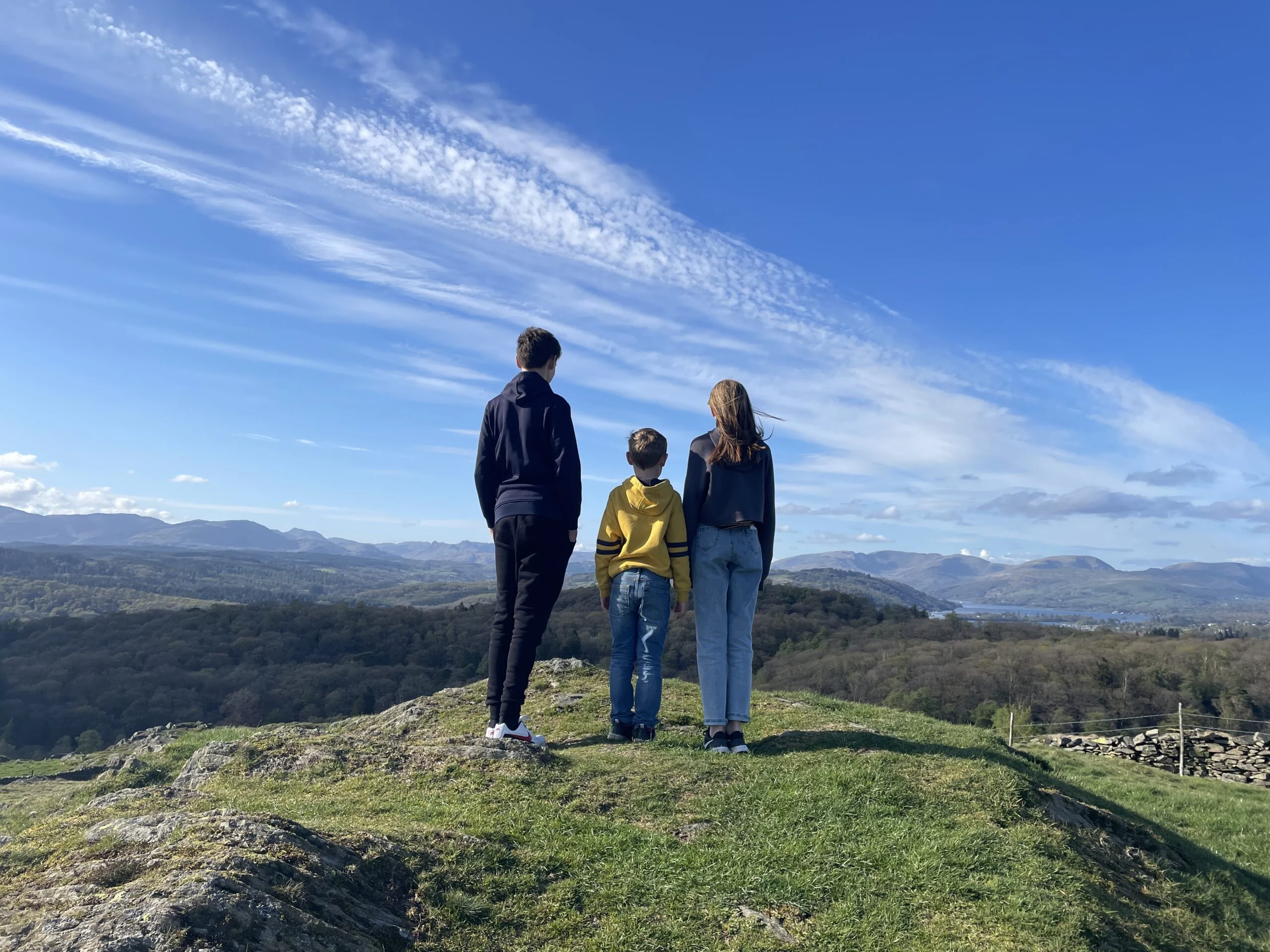 children walking in the lake district