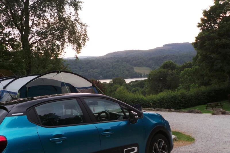 park cliffe tent and view