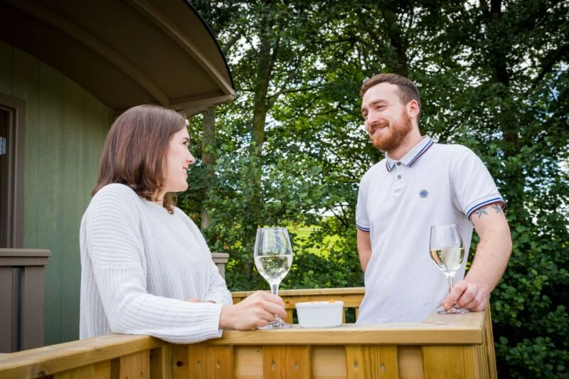 shepherds hut external couple Lake District