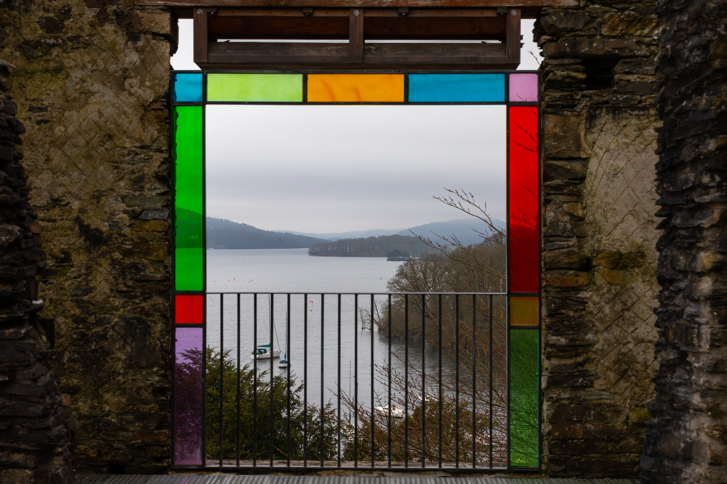 stained glass window at claife viewing station windermere