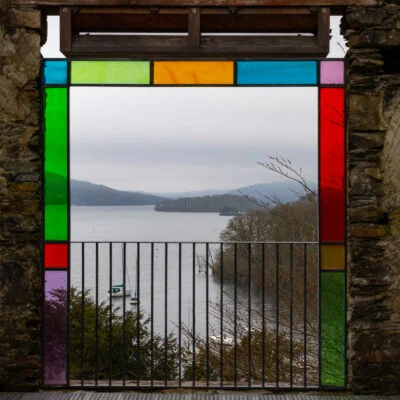 stained glass window at claife viewing station windermere
