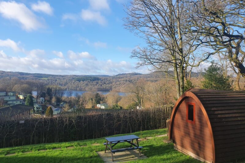 premier camping pod with view over windermere