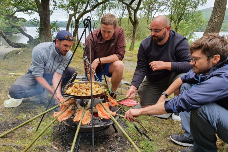 Cooking Fish during a canoe and bushcraft session with path to adventure