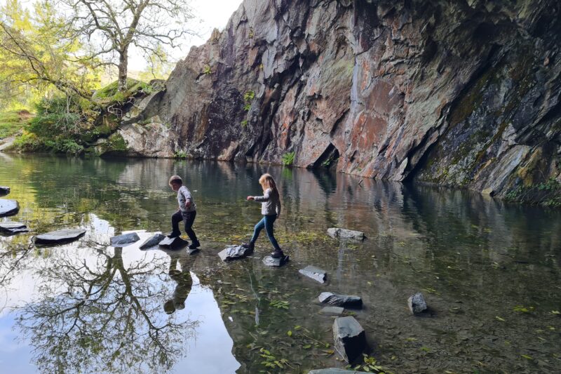 Stone hopping at rydal caves