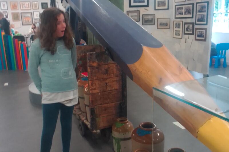 girl visiting pencil museum