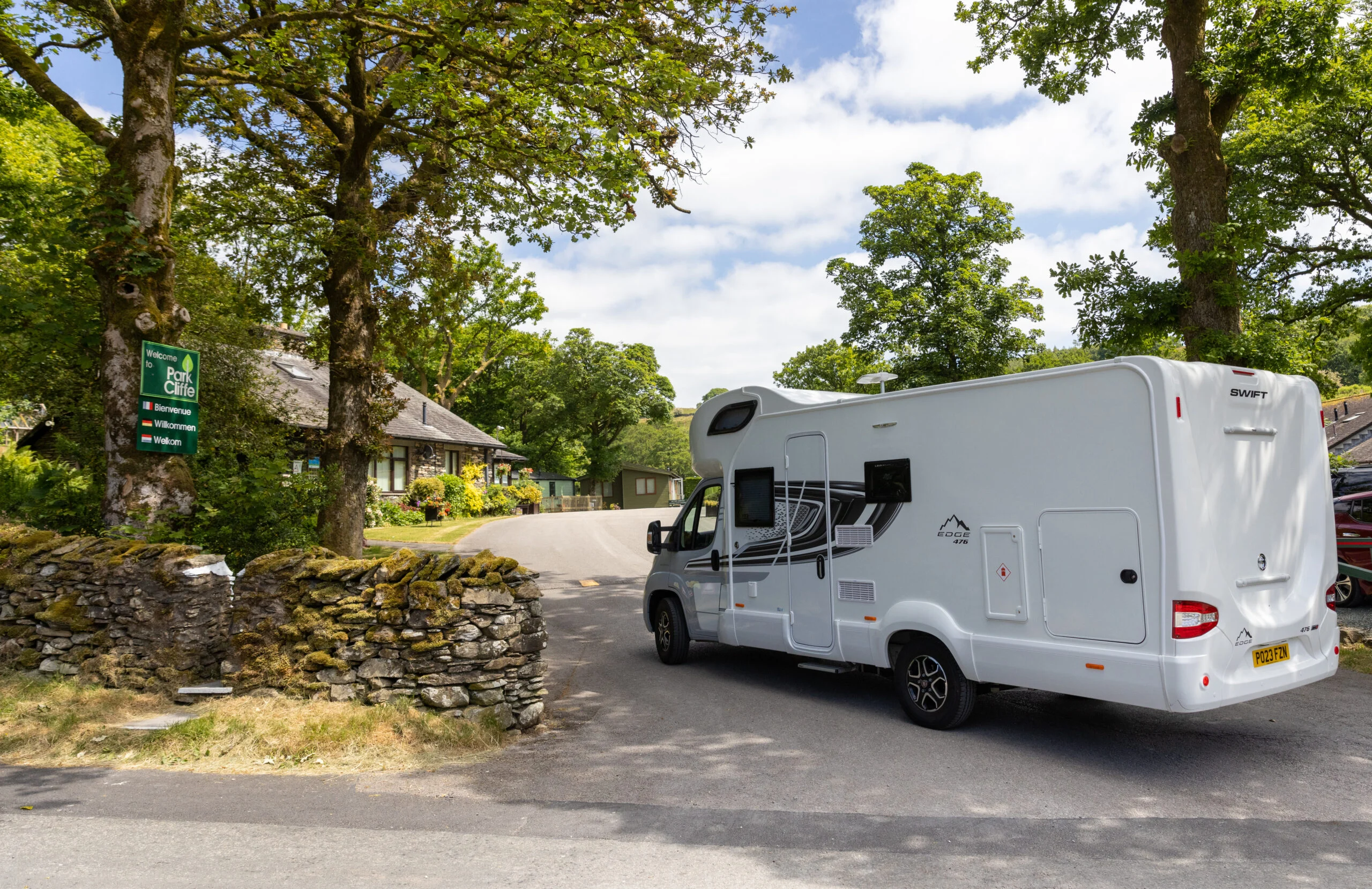 Motorhomes in the Lake District at Park cliffe
